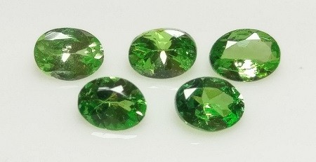 5x 4x3mm oval-cut, Tsavorite Garnet Facet 1ct