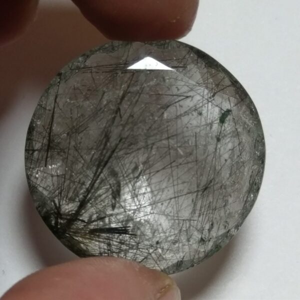 Black rutile quartz facet 017