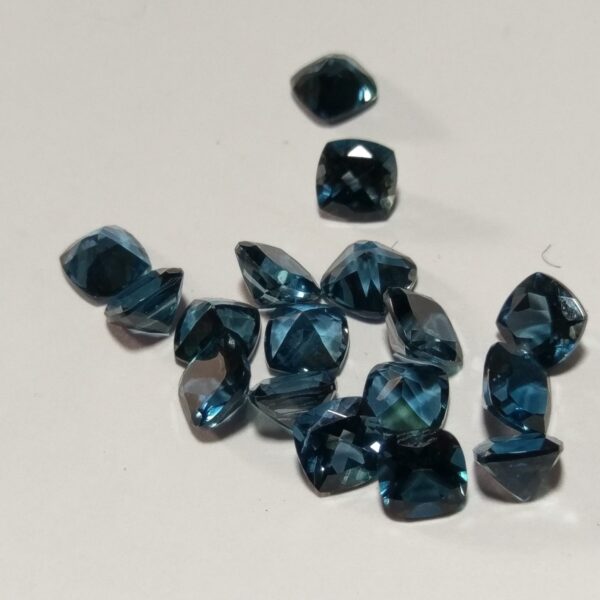 6mm cushion-cut, London blue faceted topaz