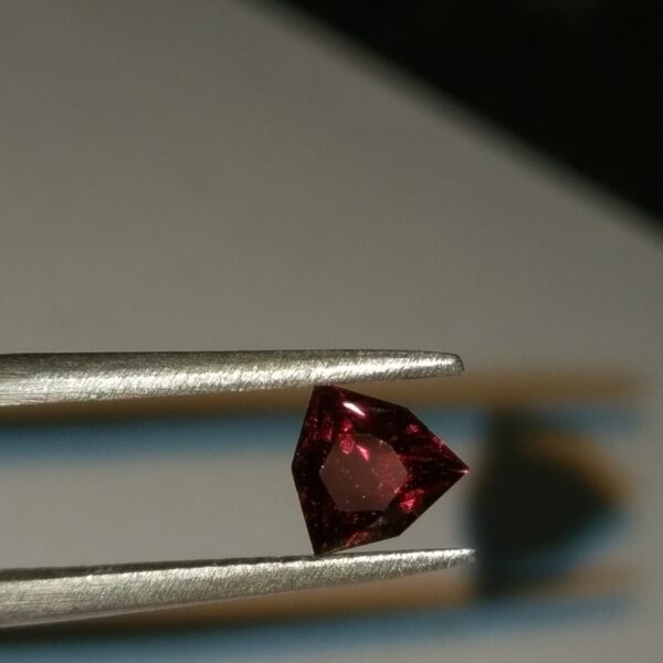 6mm hexagon trillion-cut Mozambique garnet facet