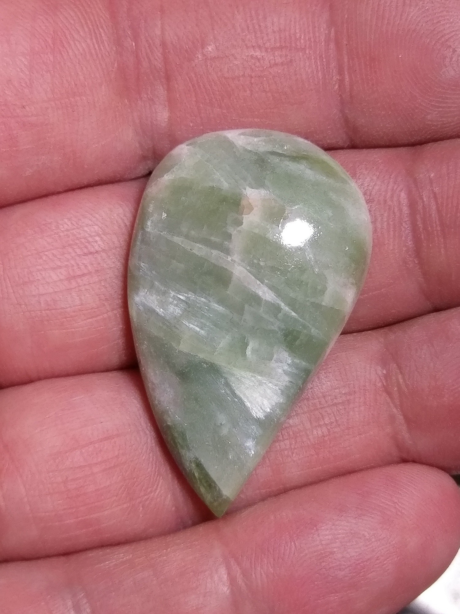 40x25mm Green mica in quartz fuchite cabochon