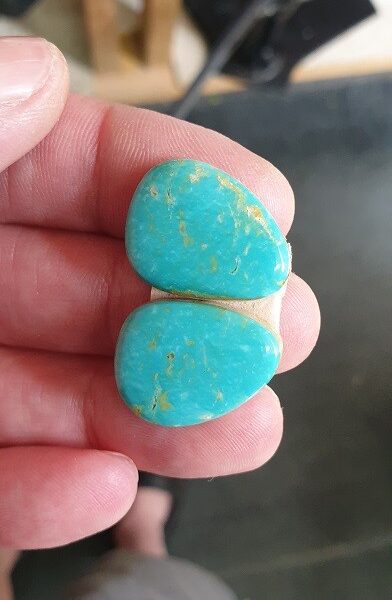 23x17mm matched pair of Tyrone turquoise cabochons