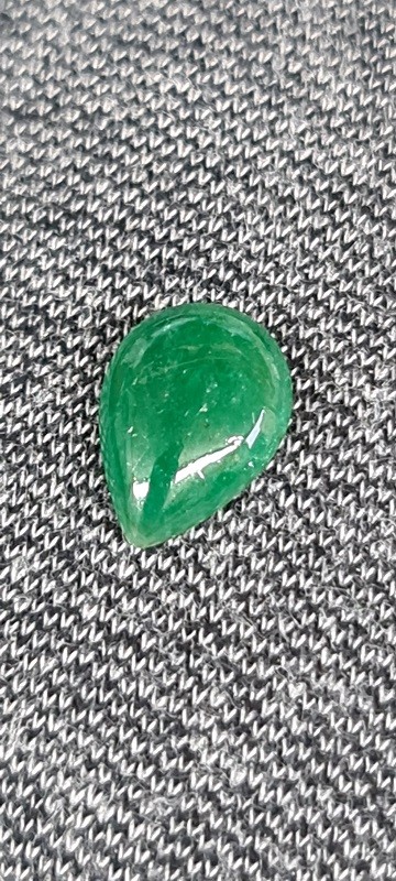 13.2x9.4mm pear Zambian emerald cabochon