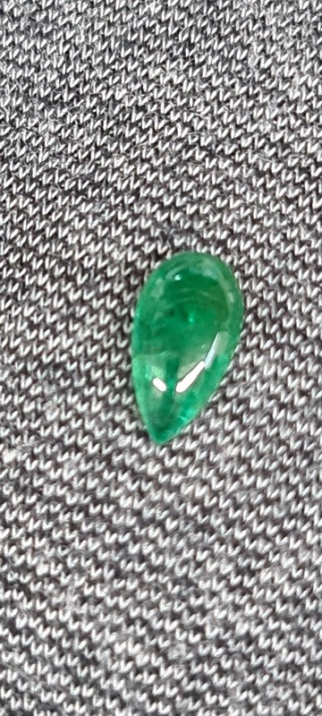 13x7mm pear Zambian emerald cabochon