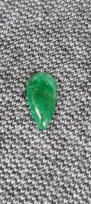 11.8x6mm pear Zambian emerald cabochon