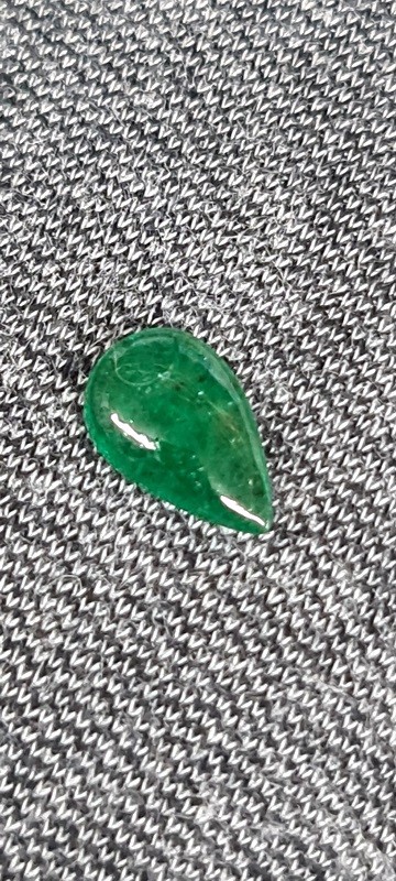 12.9x8.4mm pear Zambian emerald cabochon