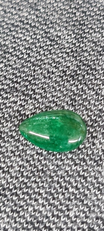 12x7.8mm pear Zambian emerald cabochon