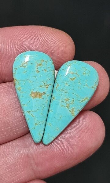 31x14mm Mine #8 turquoise cabochon - matching pair