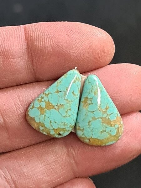 23x15mm Mine #8 turquoise cabochon - matching pair