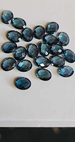 9X7mm oval-cut London-blue topaz double rose-cut variant