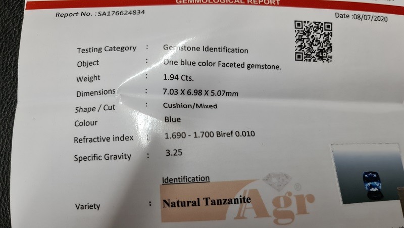 7.03x6.98x5.07mm Cushion Cut Tanzanite Faceted Loose Stone for Custom Rings - Image 3