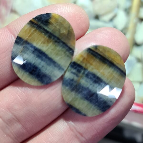 26x21mm Pair of Blue-zoned Rose-cut Sapphire Cabochons