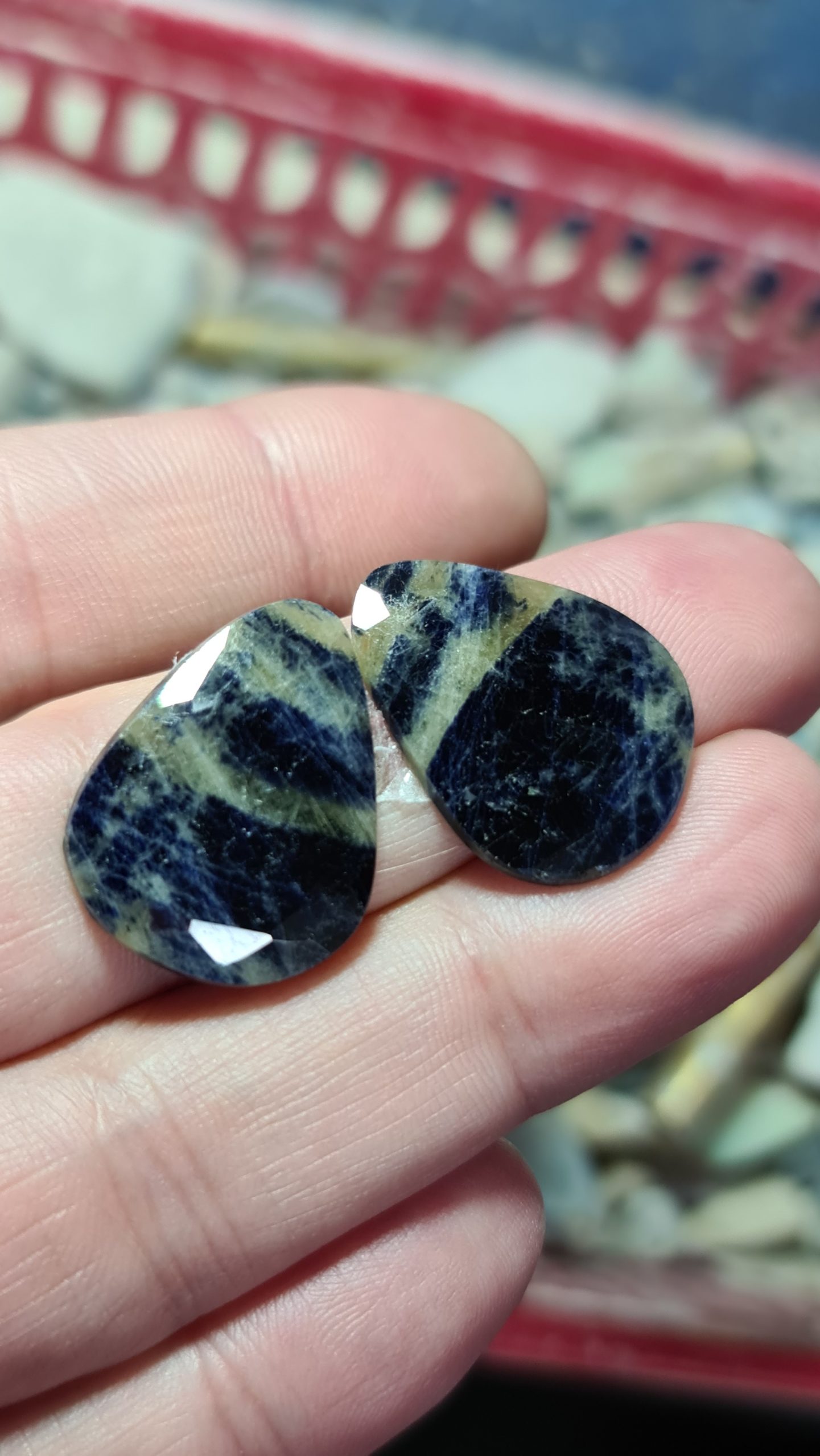 25x19mm Pair of Blue-zoned Rose-cut Sapphire Cabochons