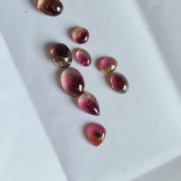 Brazilian bi-colour tourmaline cabochon parcel - 9 piece