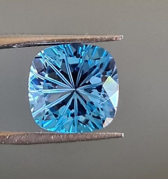 12x12mm carved-back Swiss blue topaz facet