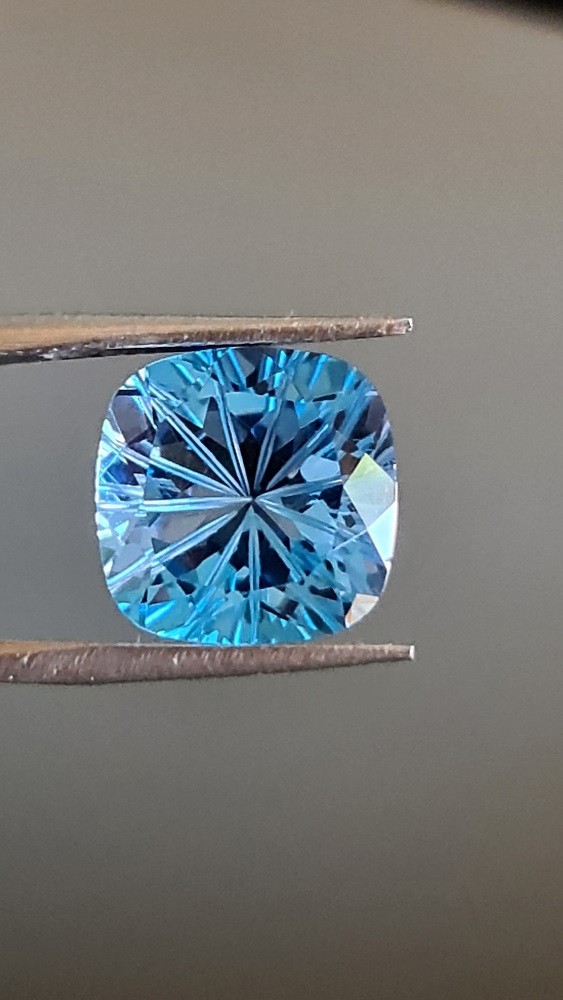 12x12mm carved-back Swiss blue topaz facet