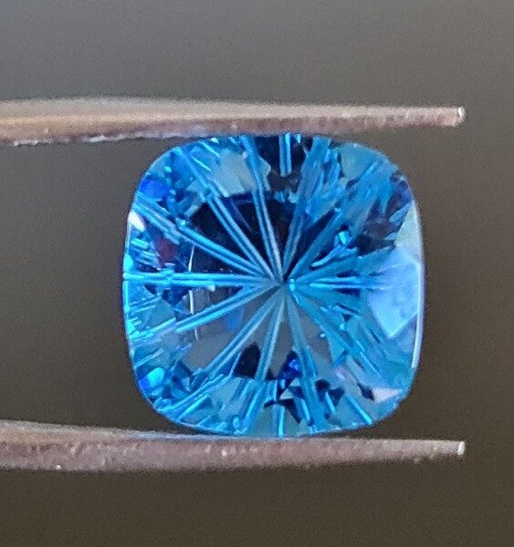12x12mm carved-back Swiss blue topaz facet