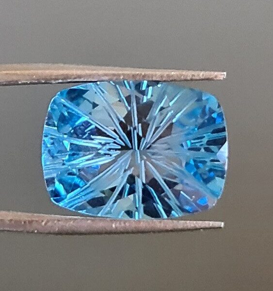 16x12mm Concave Cut Blue Topaz Carved Back Gemstone for Statement Rings