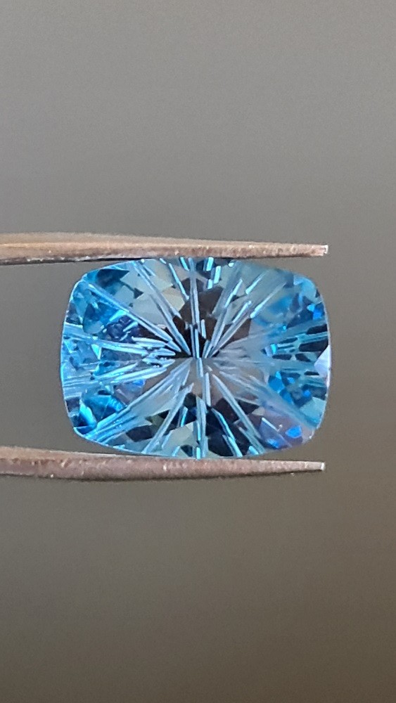 16x12mm Concave Cut Blue Topaz Carved Back Gemstone for Statement Rings