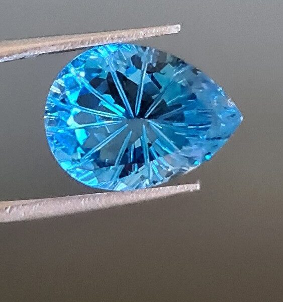 16x12mm Designer Blue Topaz Precision Cut Gemstone for Luxury Rings