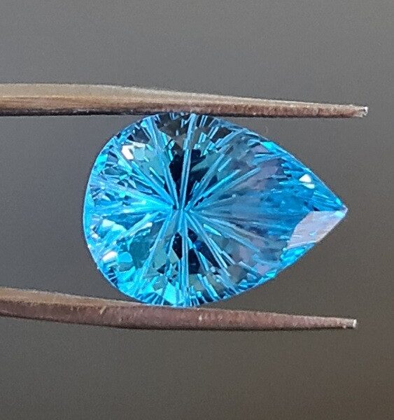 16x12mm Carved Blue Topaz Teardrop Facet for Bespoke Pendants