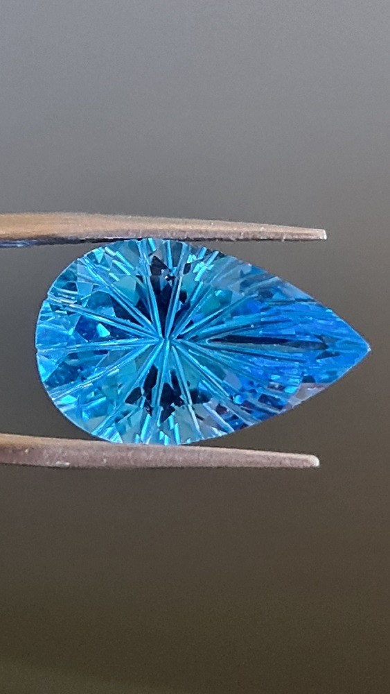 19x12mm carved-back Swiss blue topaz facet