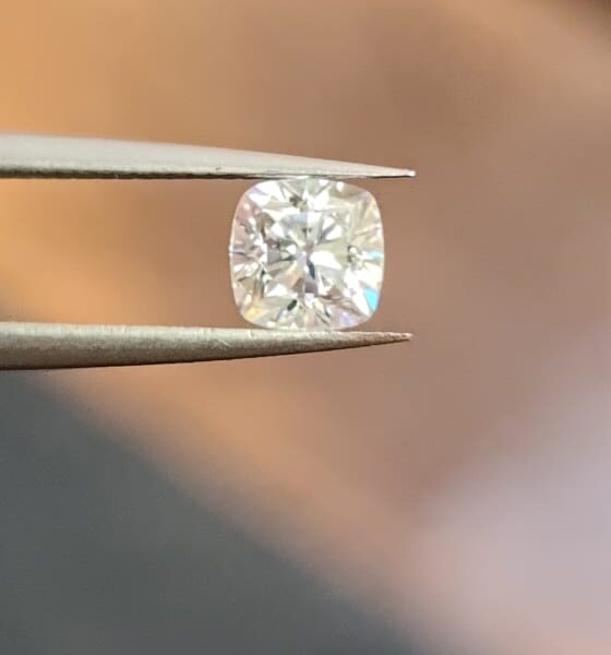 3x3mm cushion-cut bright white moissanite facet