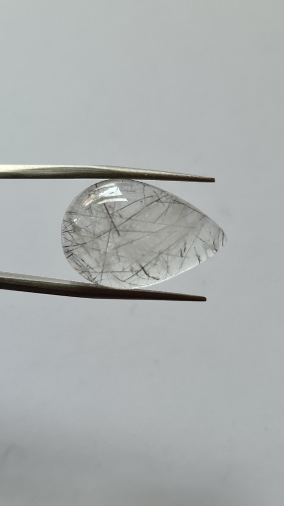 21x14mm Black rutile quartz cabochon