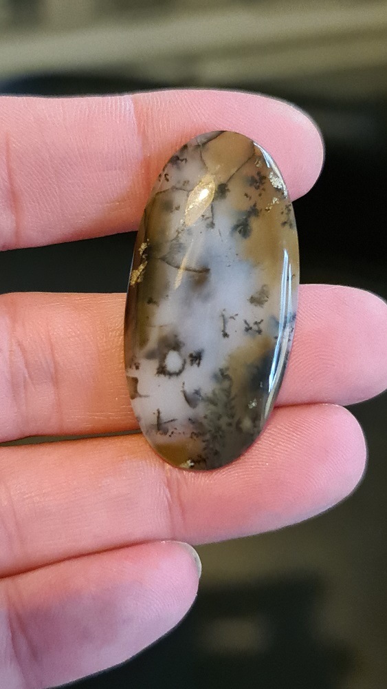46x23mm Dendritic chalcedony cabochon