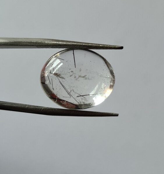 15x13mm Black rutile quartz cabochon