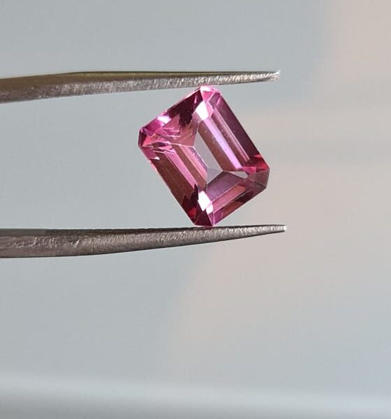 9x7mm octagon pink topaz facet