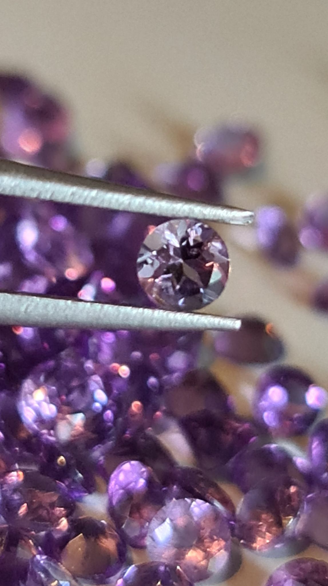 THREE x 4mm round-cut, Brazilian Amethyst Facet