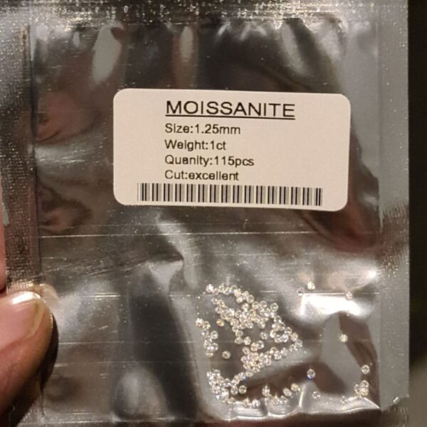 1ct parcel of 1.25mm bright white moissanite melee facets