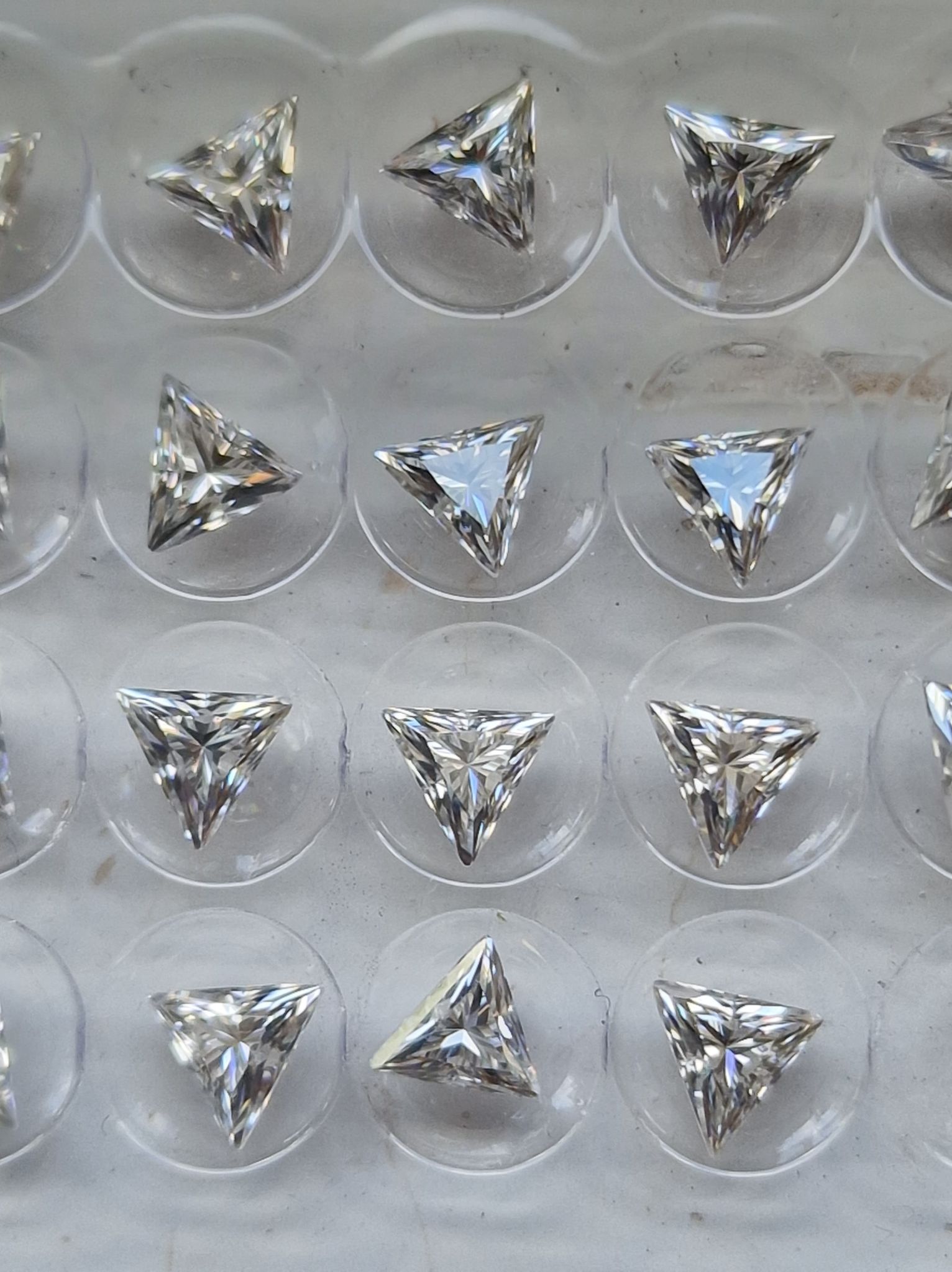 3mm triangular-cut bright white moissanite facet