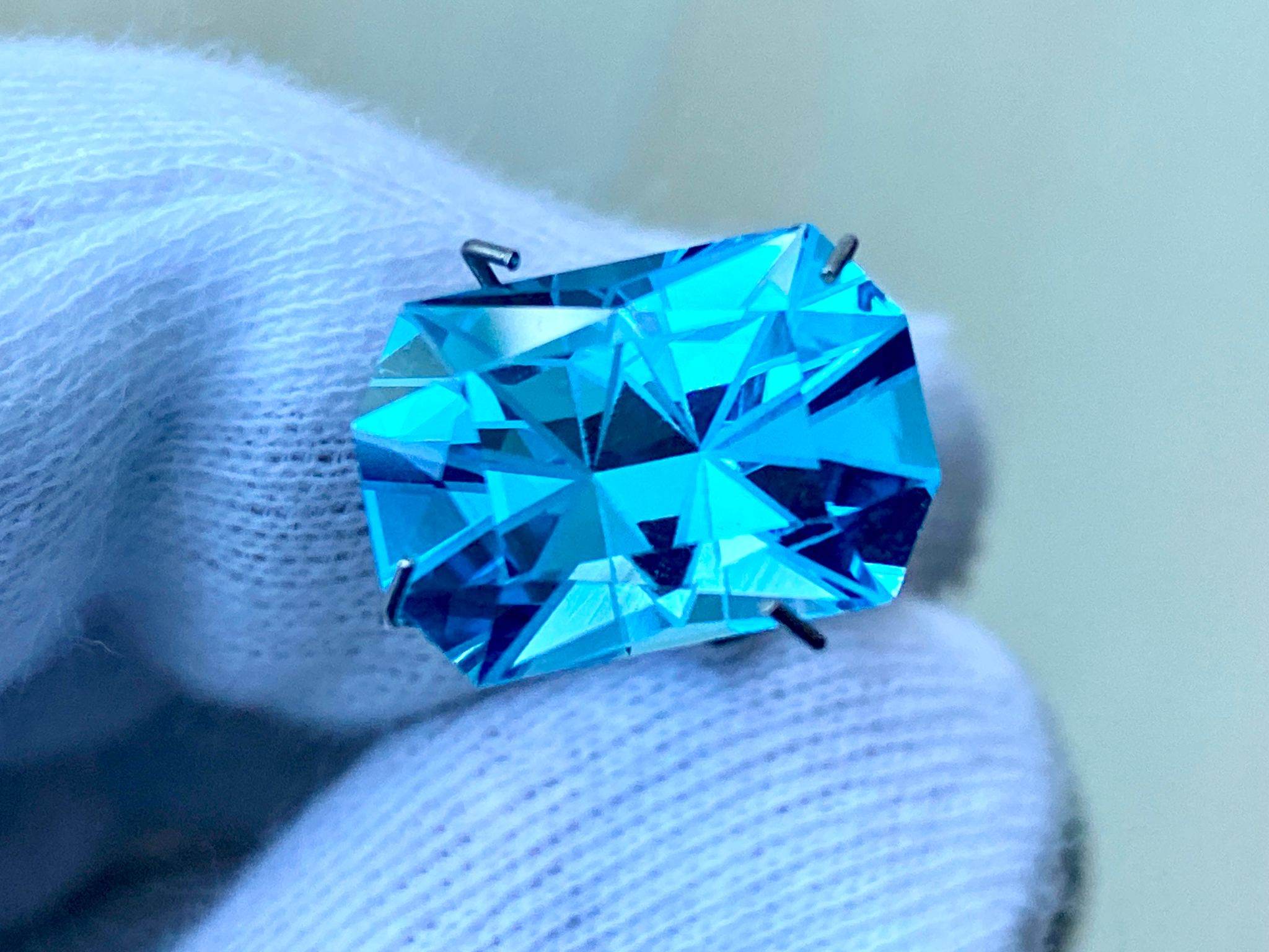 14.50x9.97x7.84mm precision-cut sky blue topaz facet - Image 3