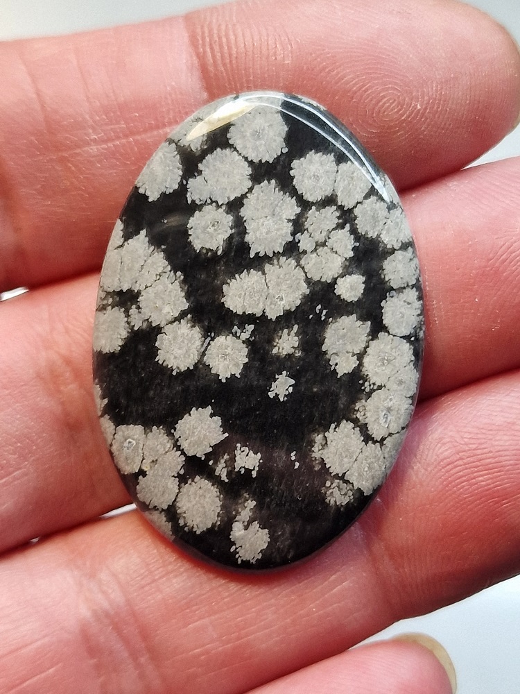 40x27mm snowflake obsidian cabochon