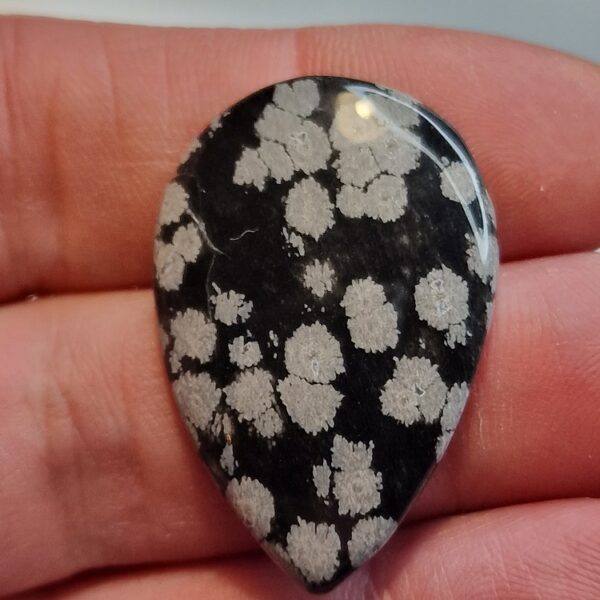 36x24mm snowflake obsidian cabochon