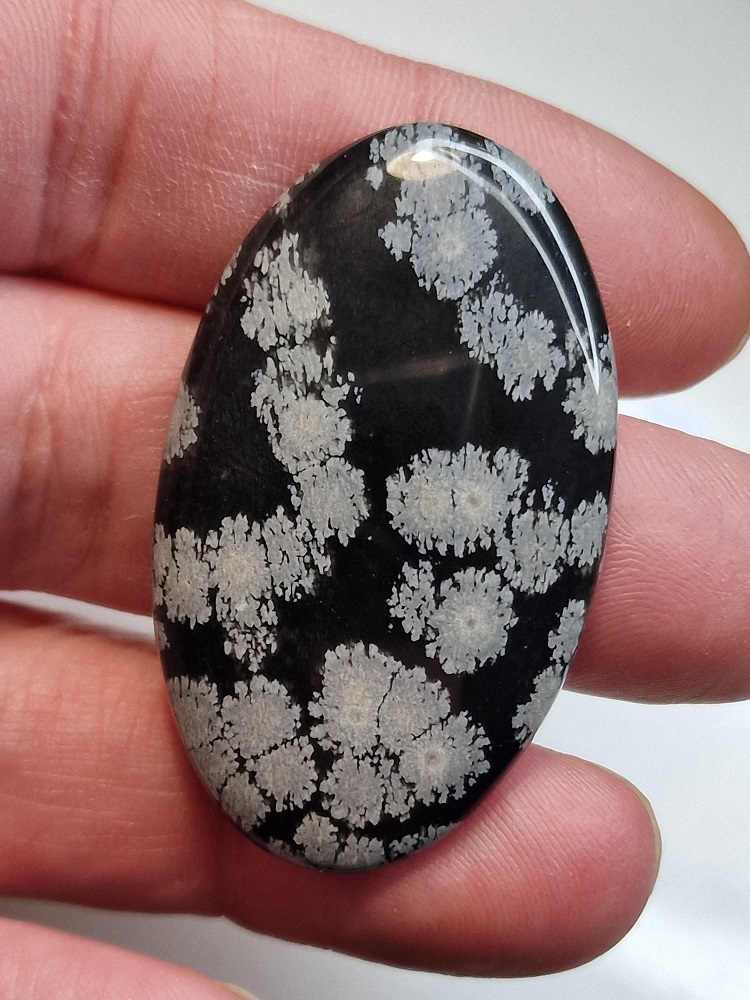 48x29mm snowflake obsidian cabochon
