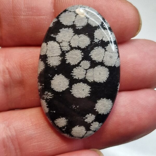 42x25mm snowflake obsidian cabochon