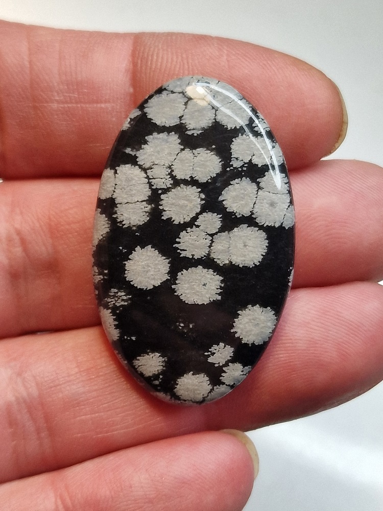 42x25mm snowflake obsidian cabochon