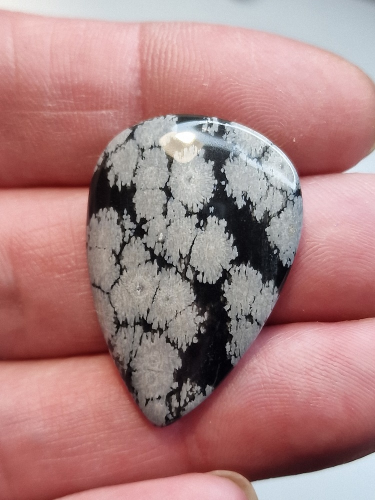 34x24mm snowflake obsidian cabochon