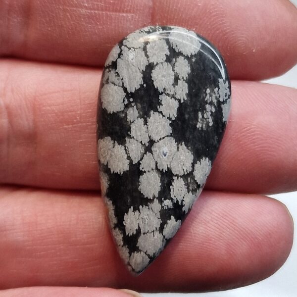 40x20mm snowflake obsidian cabochon