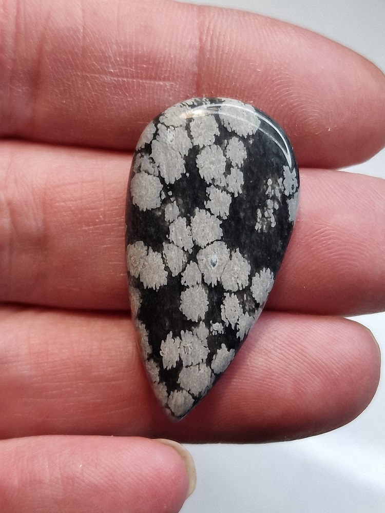 40x20mm snowflake obsidian cabochon