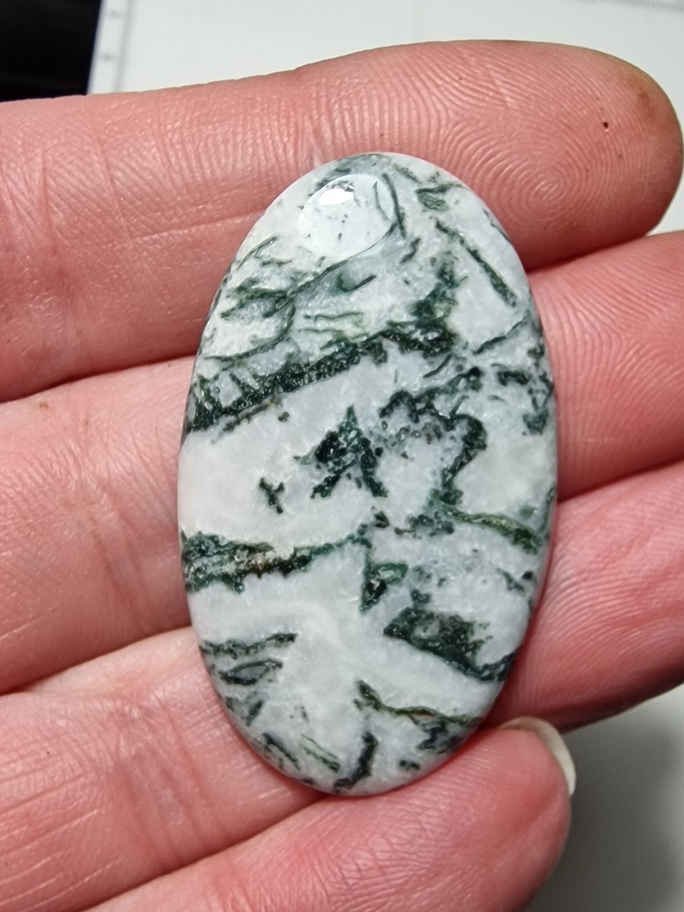 44x26mm green tree agate cabochon