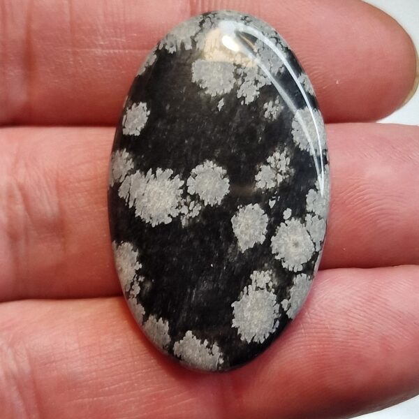 40x25mm snowflake obsidian cabochon