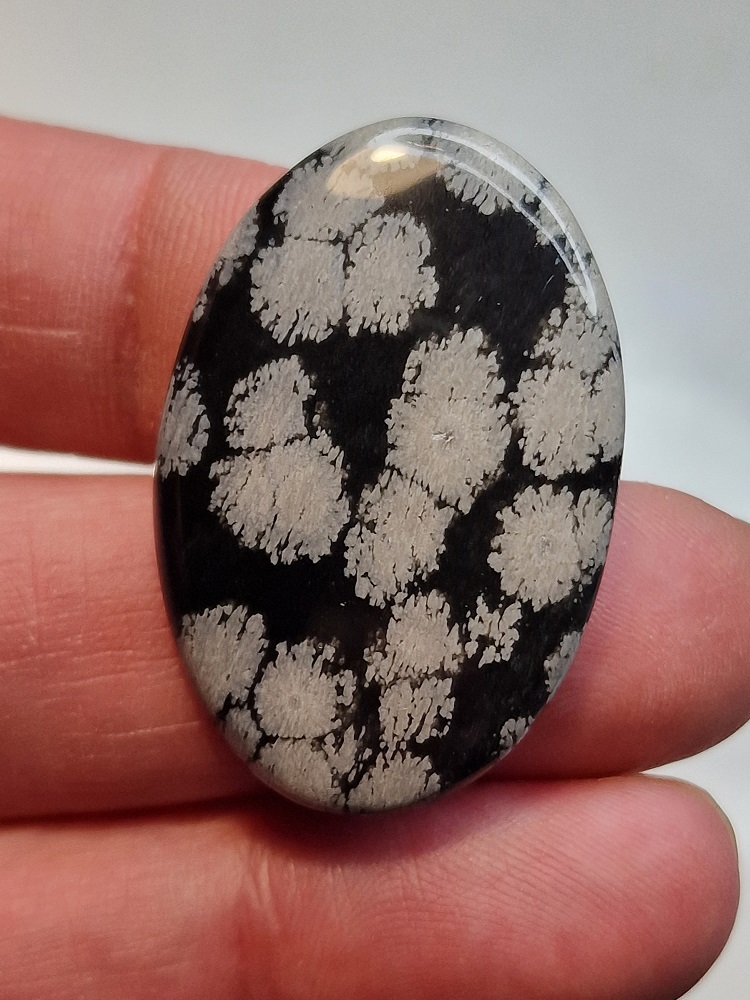 38x25mm snowflake obsidian cabochon