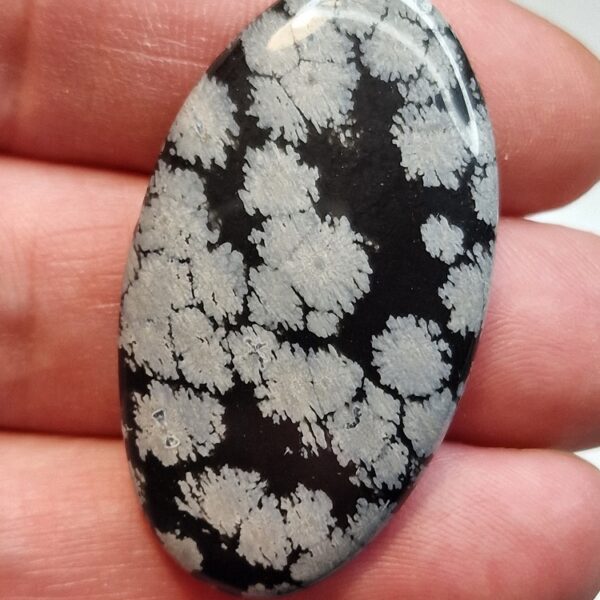 45x25mm snowflake obsidian cabochon