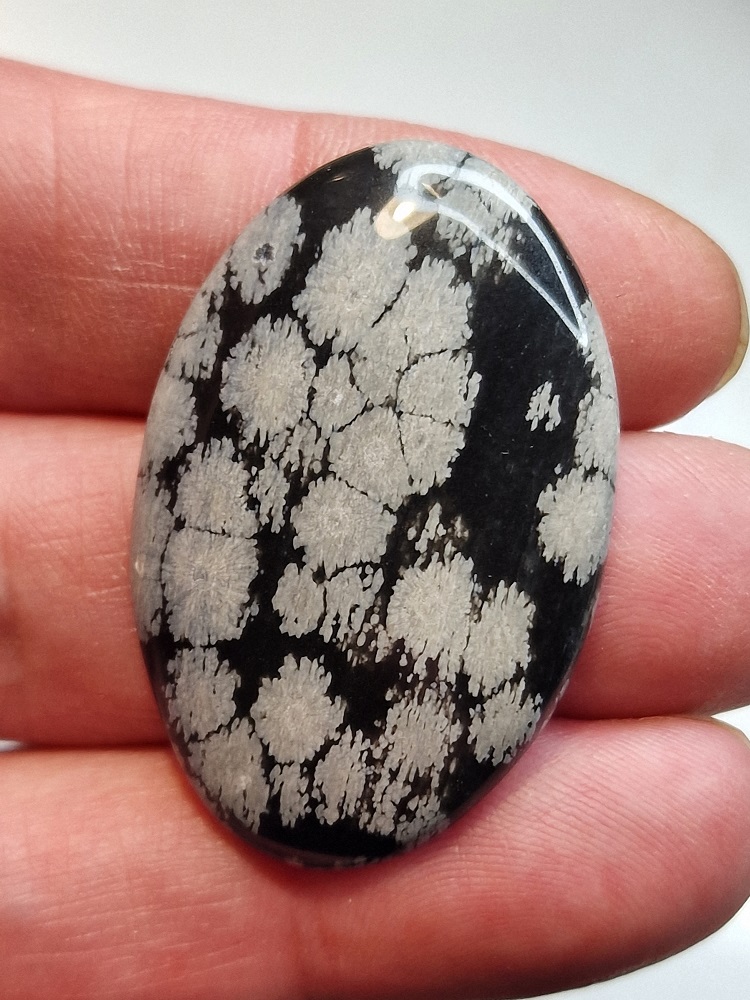 42x27mm snowflake obsidian cabochon