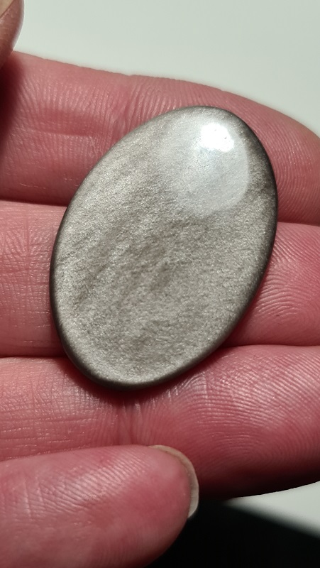 33x22mm silver sheen obsidian cabochon