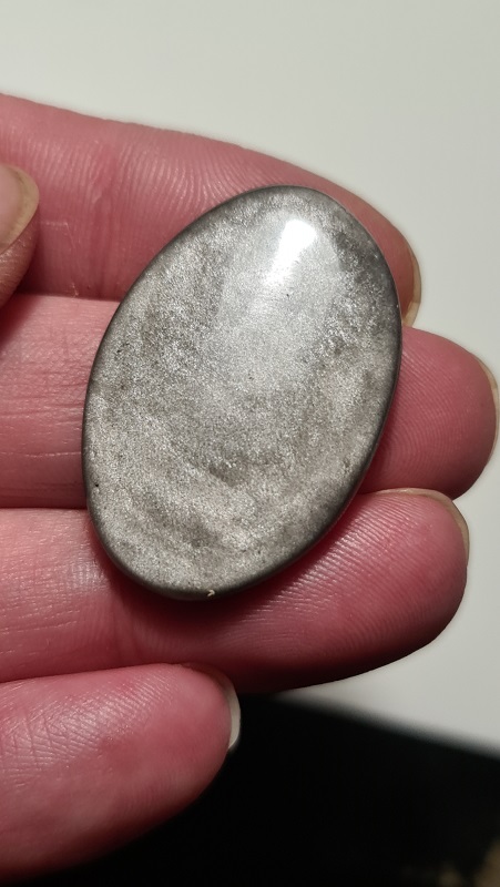 35x23mm silver sheen obsidian cabochon